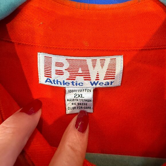 BAW Athletic Wear 2XL Plaid Button Down Shirt Red Orange 100% Cotton Casual - Picture 2 of 8